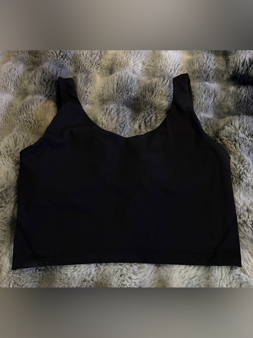 Black Women's Scoop Neck workout Top build with self bra.